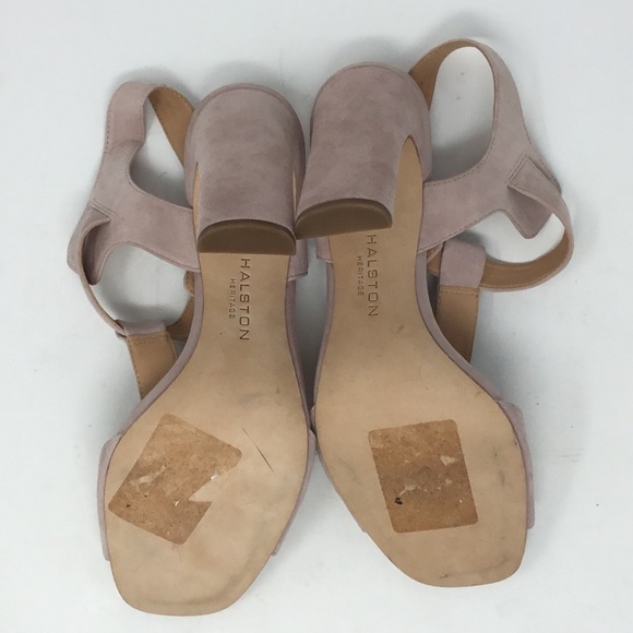 Halston Heritage Vera Pink T-strap Heeled Sandals. - Picture 9 of 14